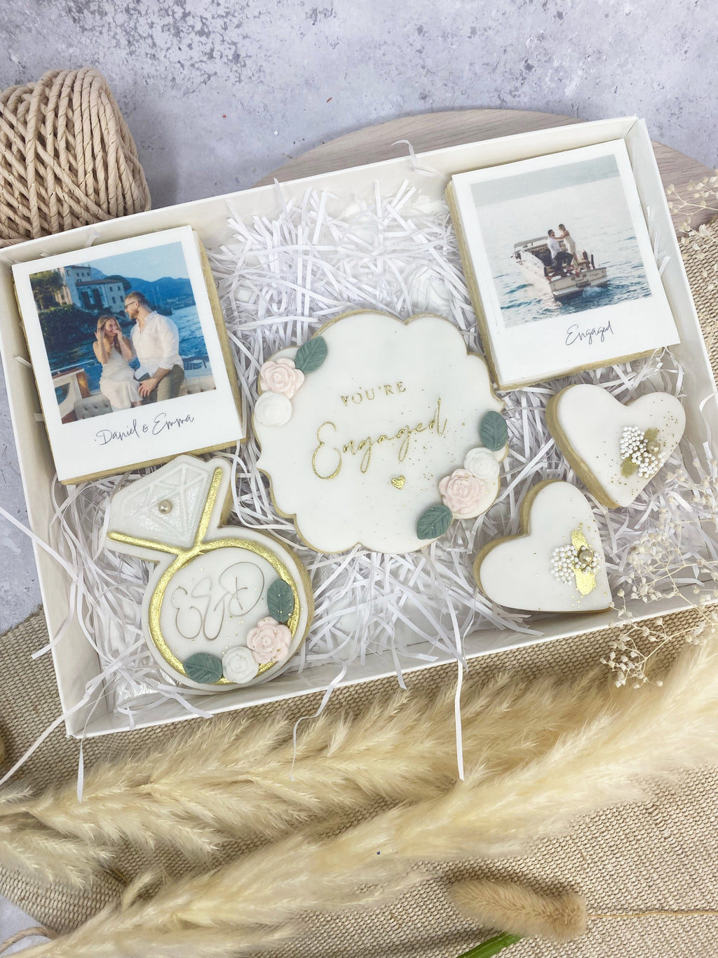 Floral Engagement Polaroid Gift Box