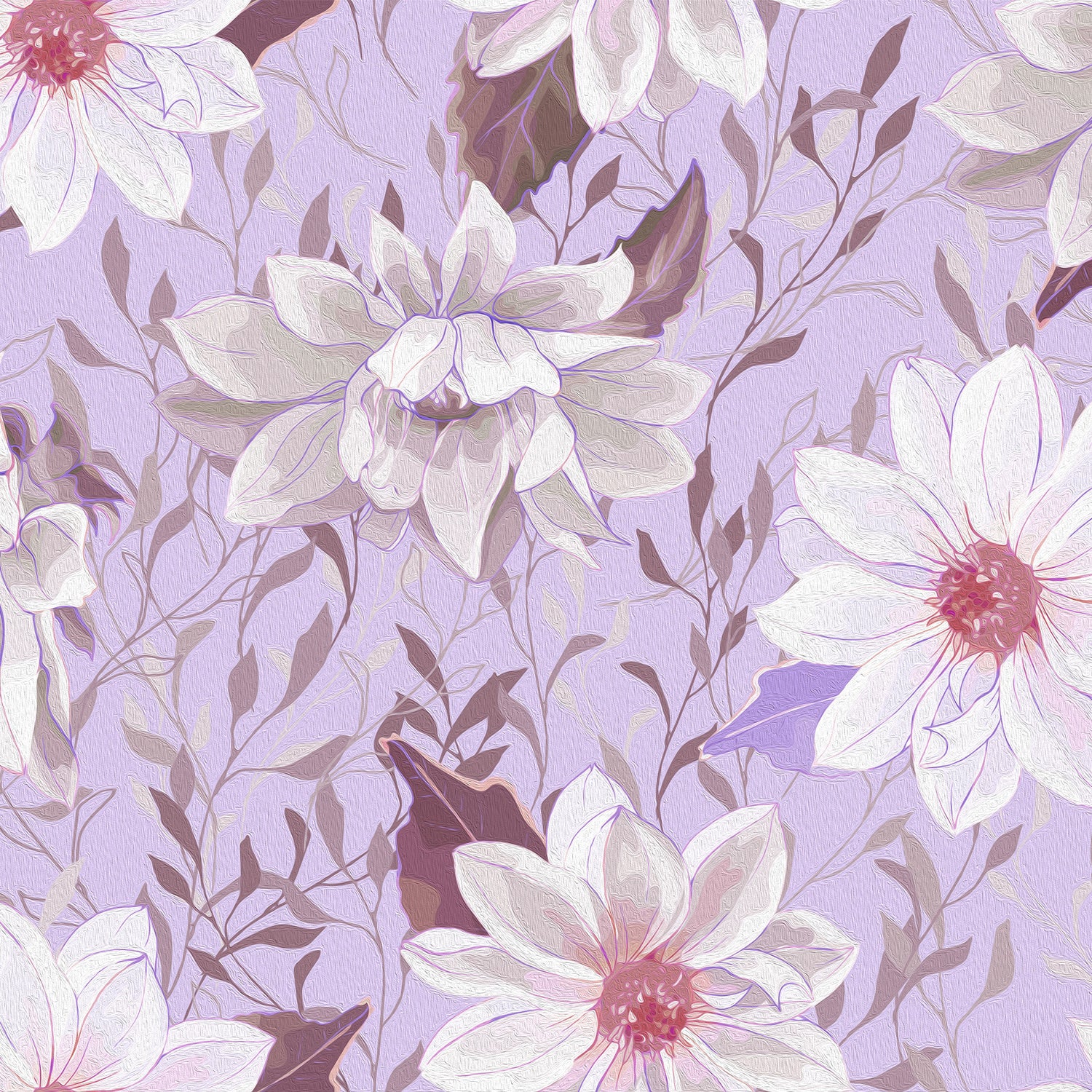 Lilac Floral Print Tile Print