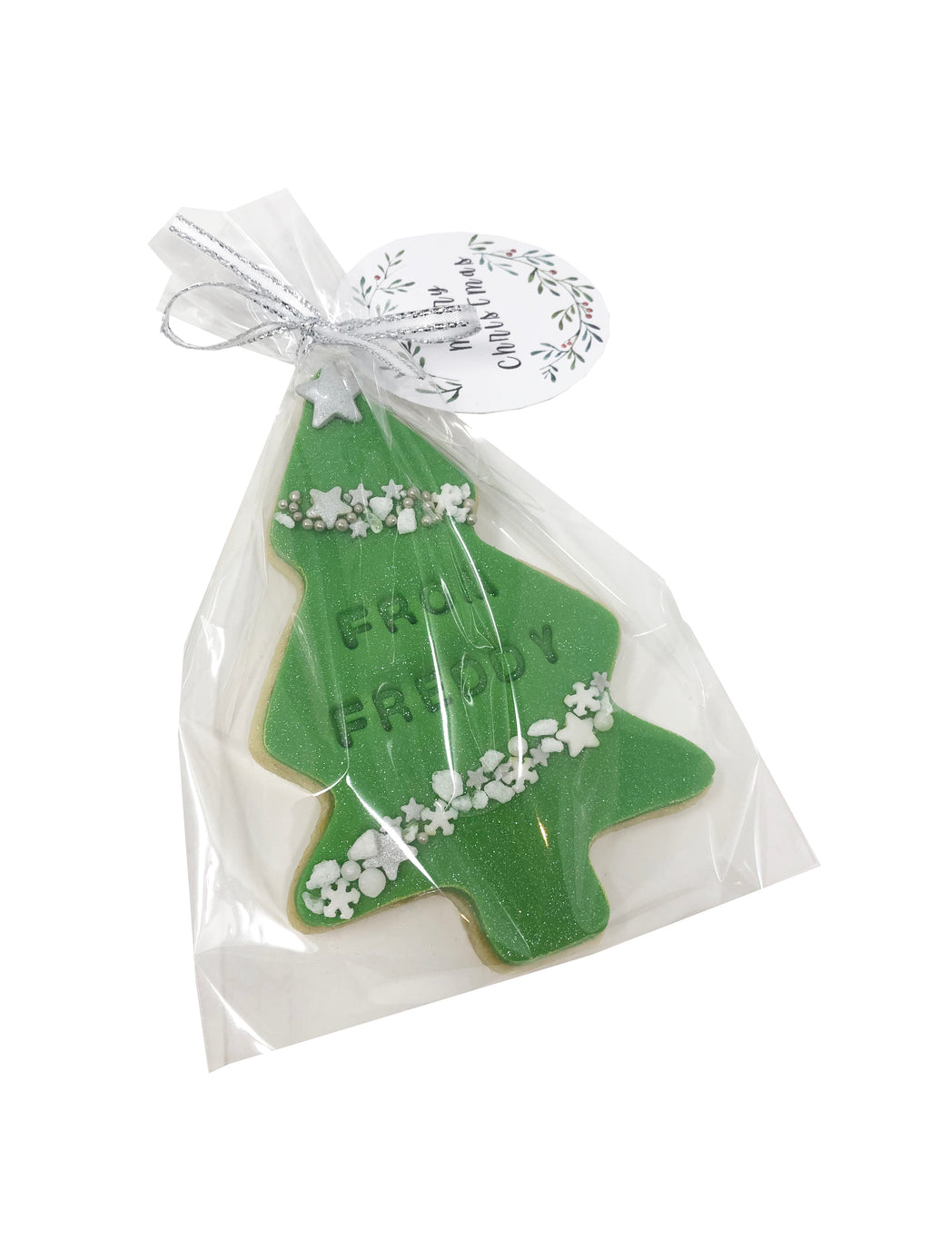 Personalised Christmas tree with Merry Christmas gift tag