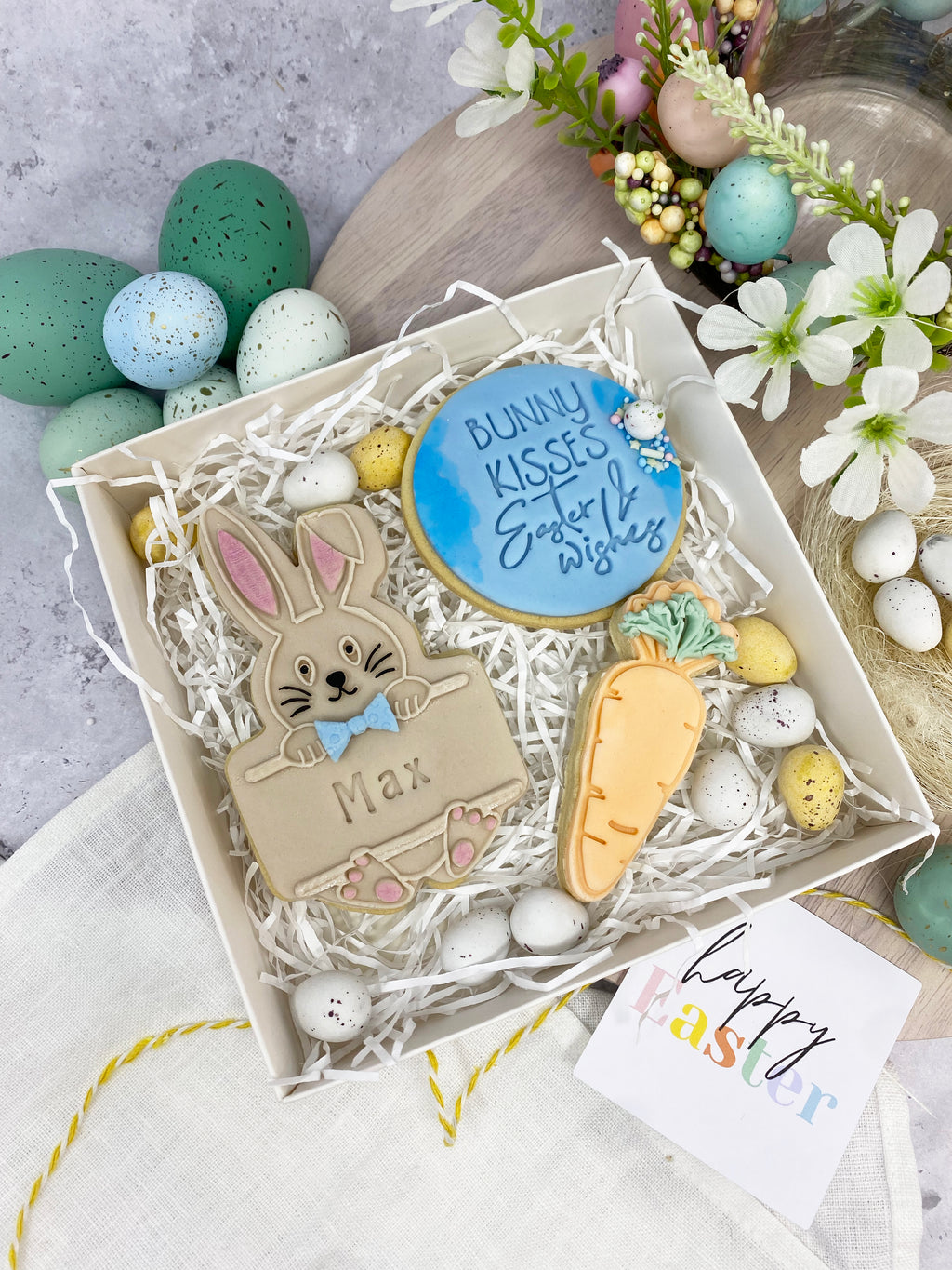 Bunny Kisses Easter Wishes Blue